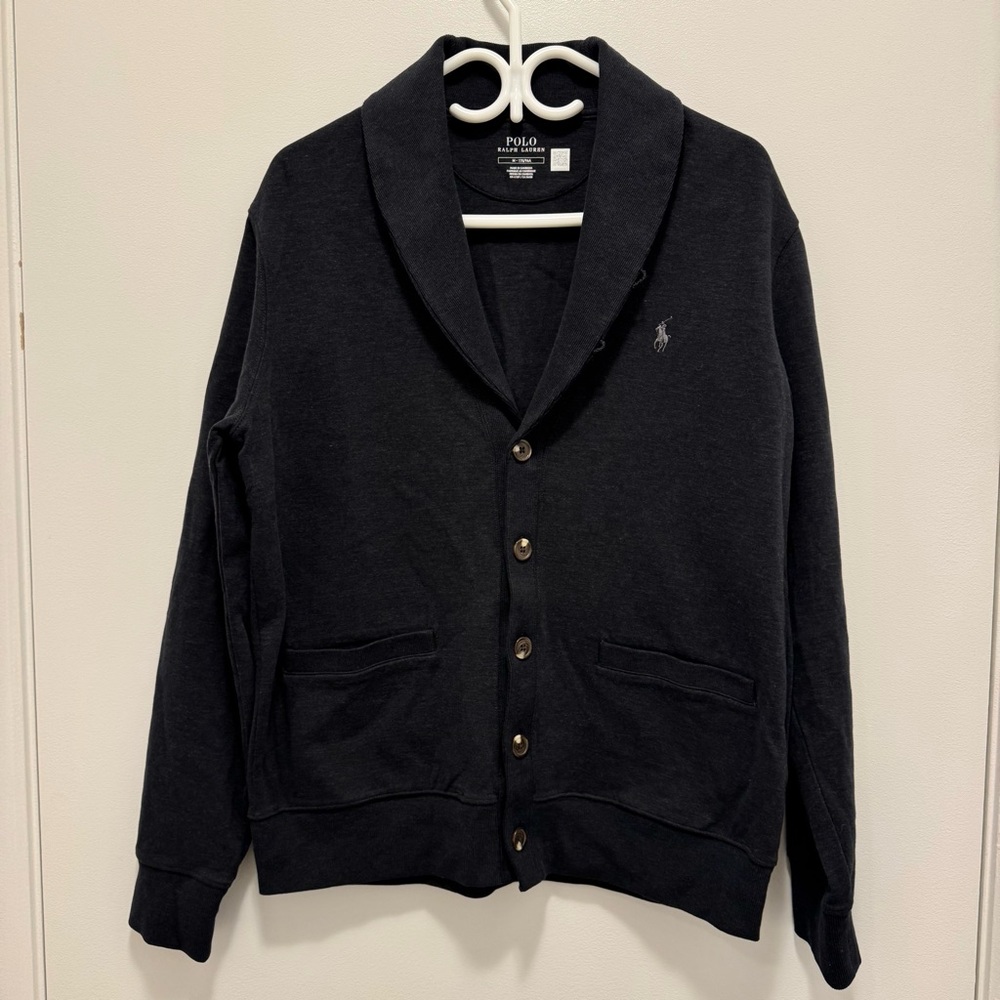 Polo Ralph Lauren Men Black Shawl-collar jersey cardigan - Size Medium - NTW - Picture 2 of 14